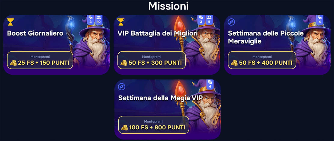 Wizardo casino missions.